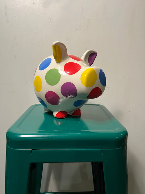 Cute polka dotted piggy bank