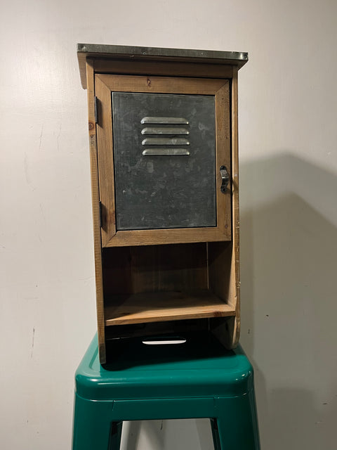 Vintage Wood and Metal Cabinet Storage Unit