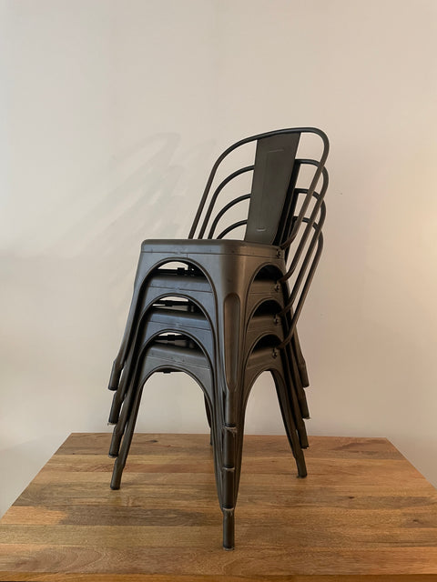 4 Stackable Metal Dining Chairs