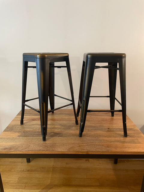 Two Metal Bar Stools, 27"