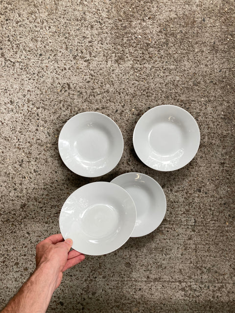 4 Classic White Porcelain Shallow 8" Bowls