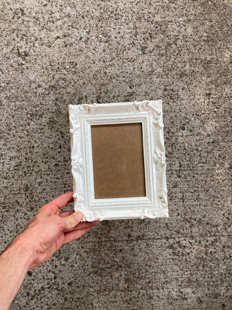 Baroque Looking White Frame, 7.5x9.5"