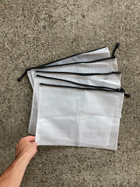 5 Mesh Zipper File Pouches, 10x15"