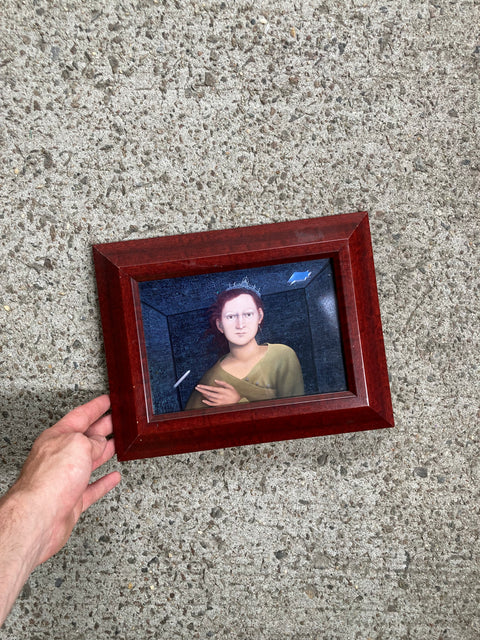 Woman Looking At You Throwing A Piece Of Chalk Art Frame