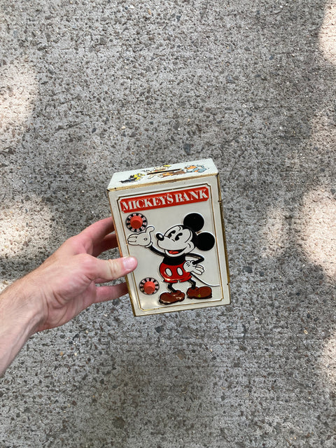 Vintage Mickey's Tin Safe Bank