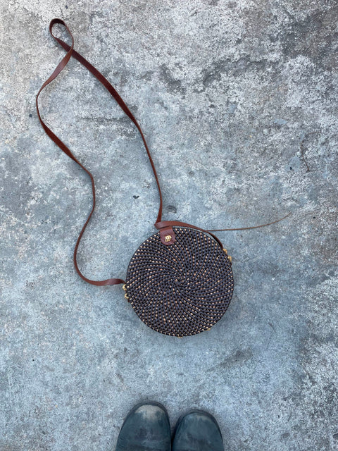 Round Woven Crossbody Bag