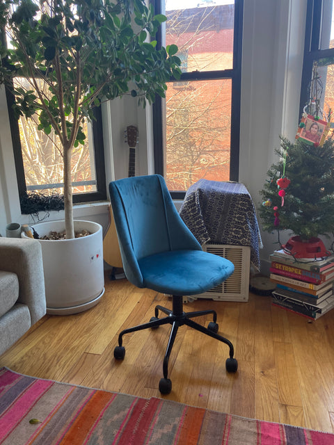 Blue Velvet Desk Chair