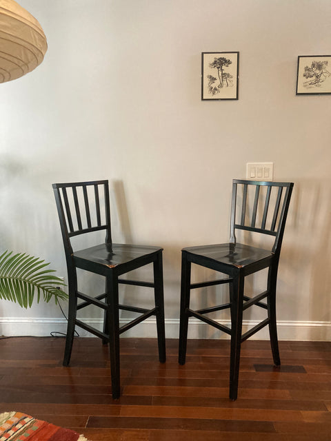 Two Elegant Pottery Barn Wood Stools