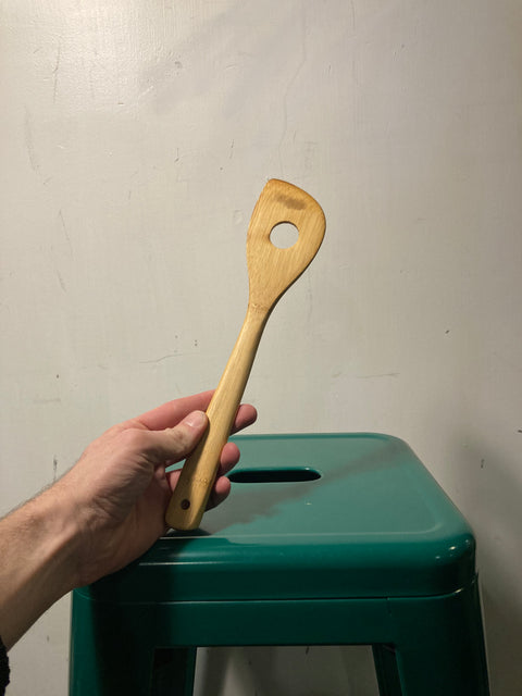 Wood Slotted One Hole Spoon