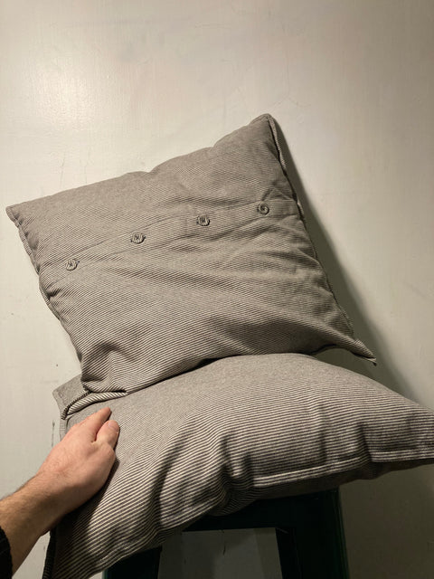 2 Gray Stripes Square Pillows