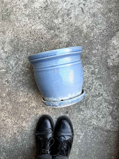 Large Blue Flower Pot, 10" Wide