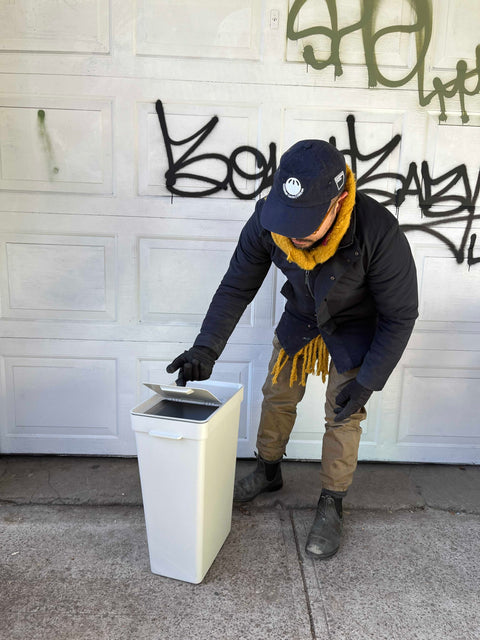 Sleek White Trash Can