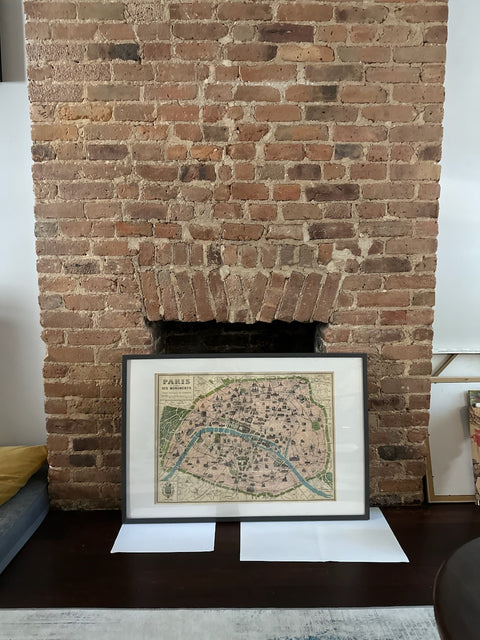 Biig Vintage Framed Paris Map